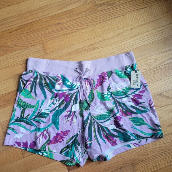 Terra Sky Women's Tropical High-Waisted Shorts Size 1x - Picture 1 of 5